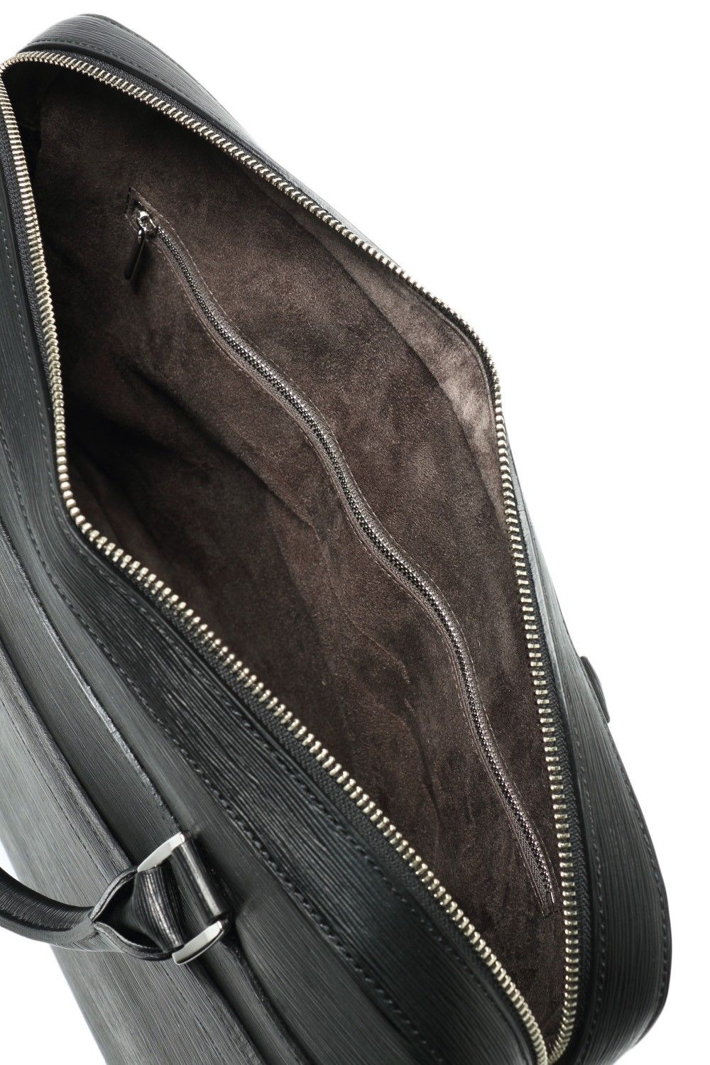 Capitano - キャピターノ 波形型押し レザー キャリースルー付き 3Way ブリーフバッグ (1ルーム) / ブラック