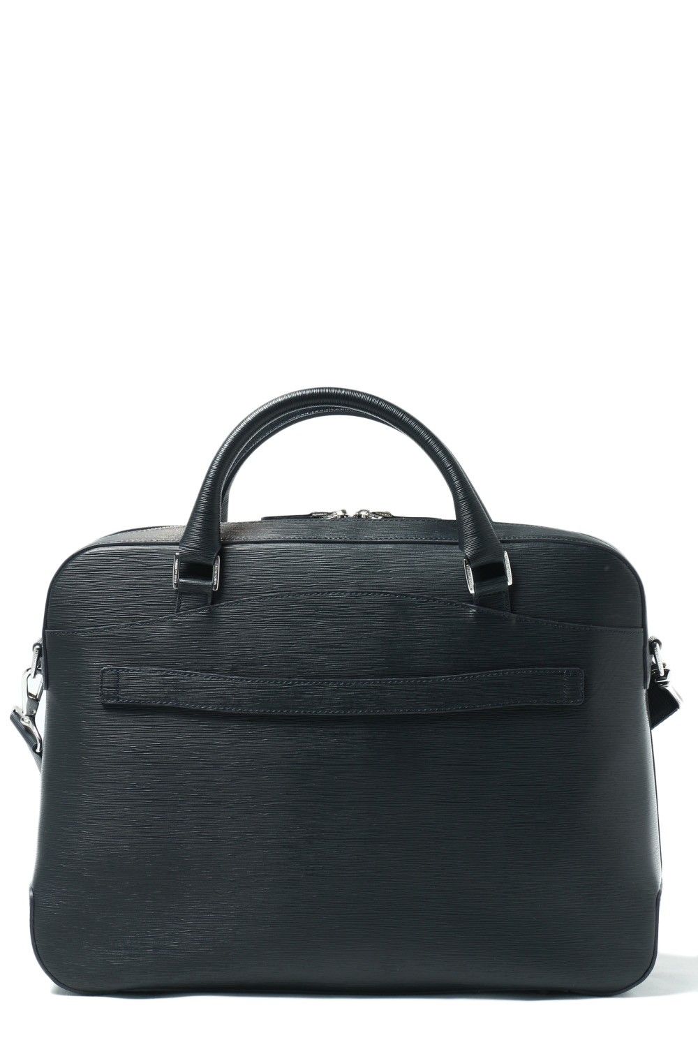 Capitano - キャピターノ 波形型押し レザー キャリースルー付き 3Way ブリーフバッグ (1ルーム) / ネイビー