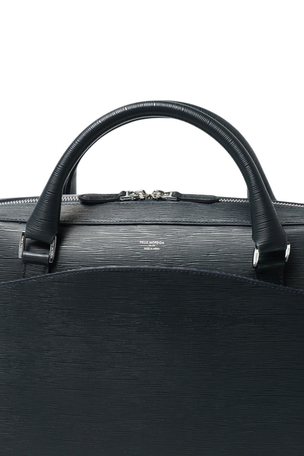 Capitano - キャピターノ 波形型押し レザー キャリースルー付き 3Way ブリーフバッグ (1ルーム) / ネイビー