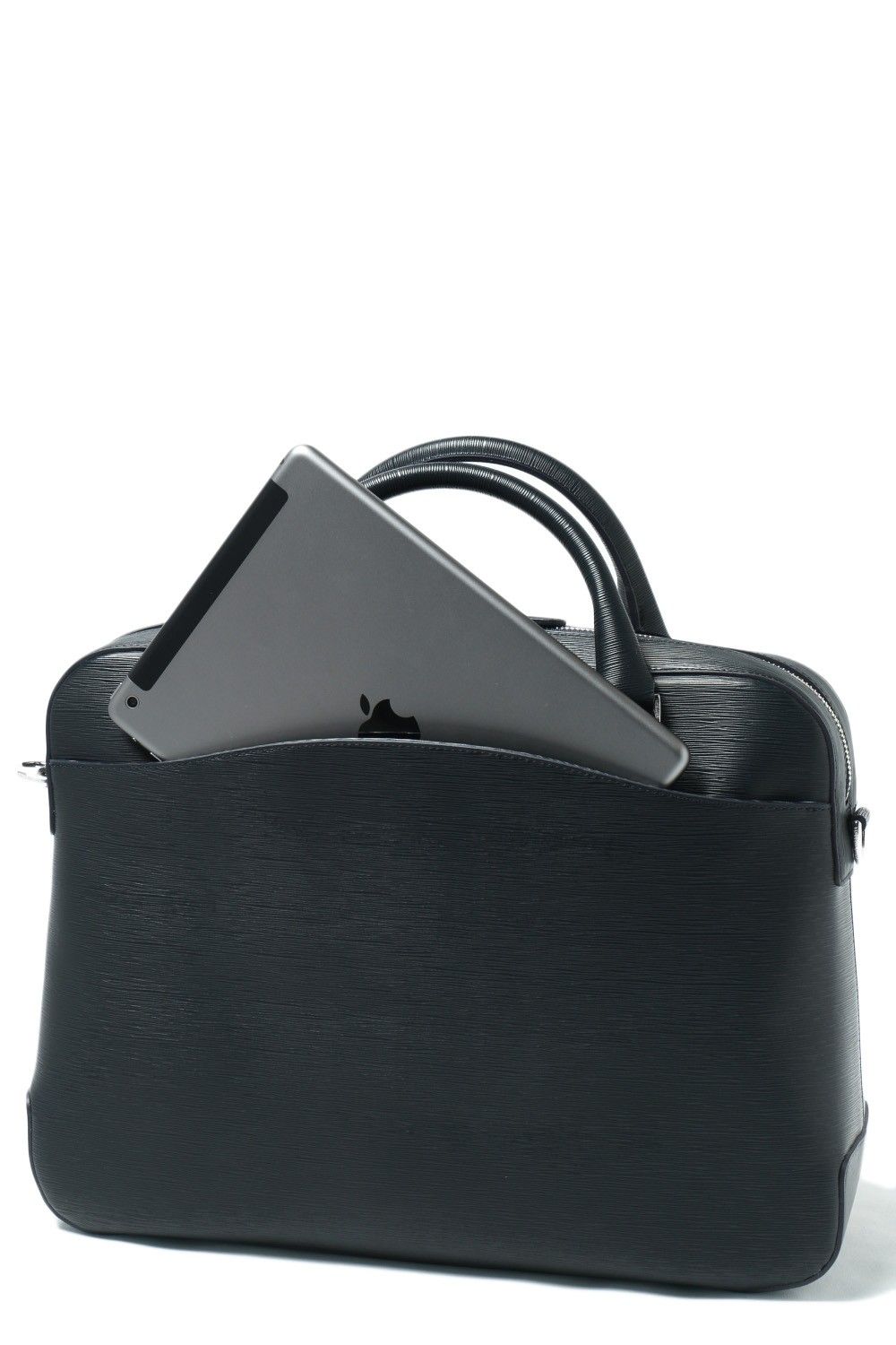 Capitano - キャピターノ 波形型押し レザー キャリースルー付き 3Way ブリーフバッグ (1ルーム) / ネイビー