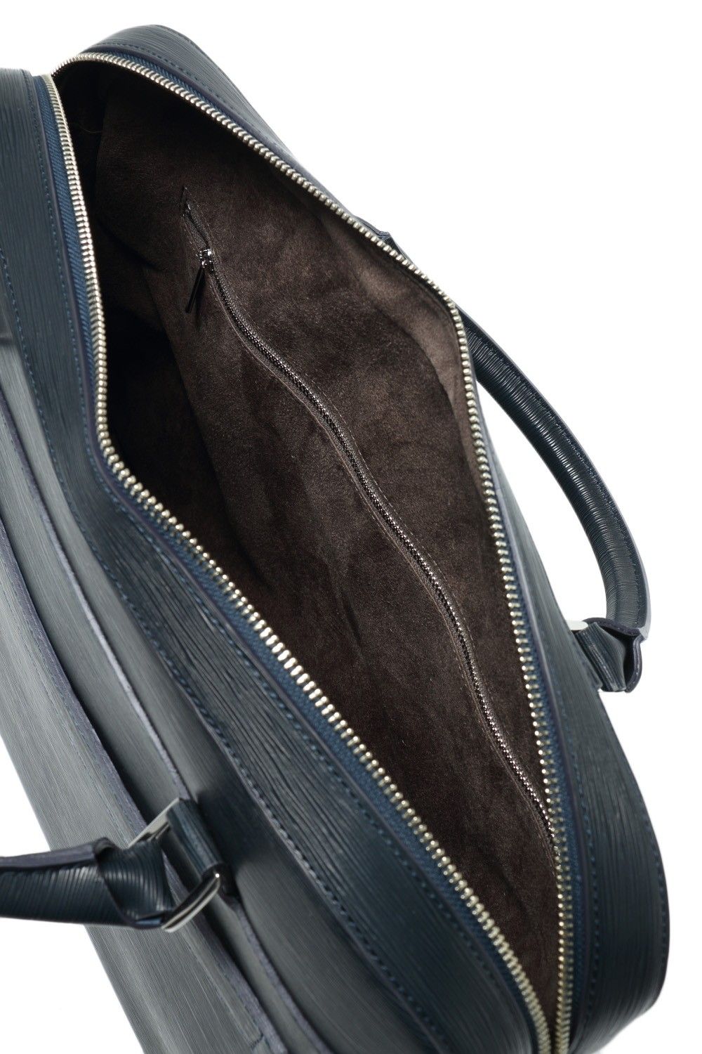 Capitano - キャピターノ 波形型押し レザー キャリースルー付き 3Way ブリーフバッグ (1ルーム) / ネイビー