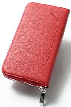 Barca バルカ シュリンクレザー ラウンドジップ ロングウォレット - ミディアムサイズ / レッド  PELLE MORBIDA