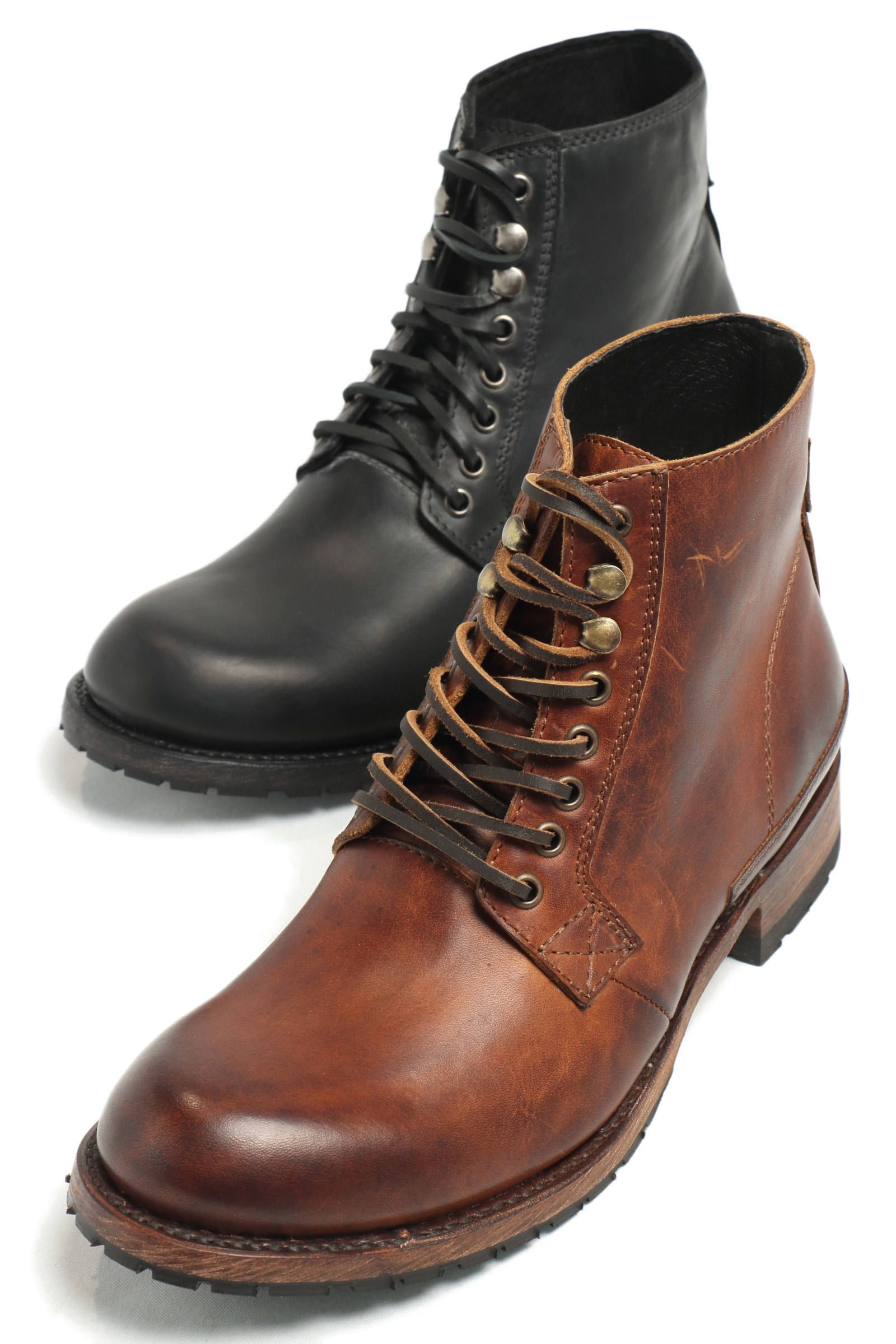 グッドイヤーウェルテッド製法 ワークブーツ 革靴 / ブラック NEGRO - 40/25.0~25.5