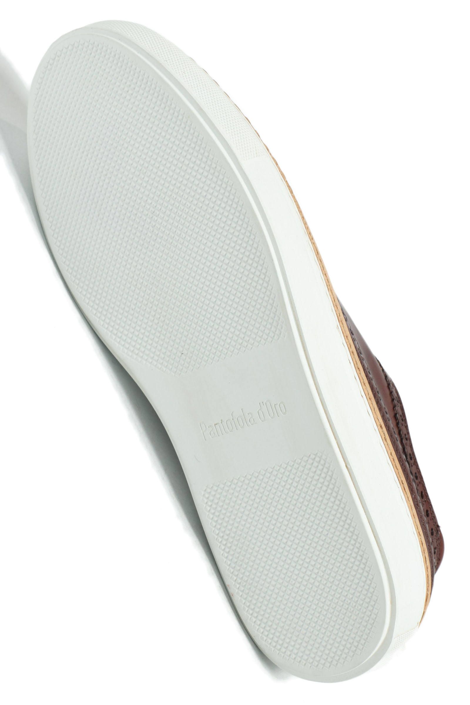 CLUB HOUSE フルブローグ パティーヌ カーフレザー ローカット ハイブリッド スニーカー / ダークブラウン