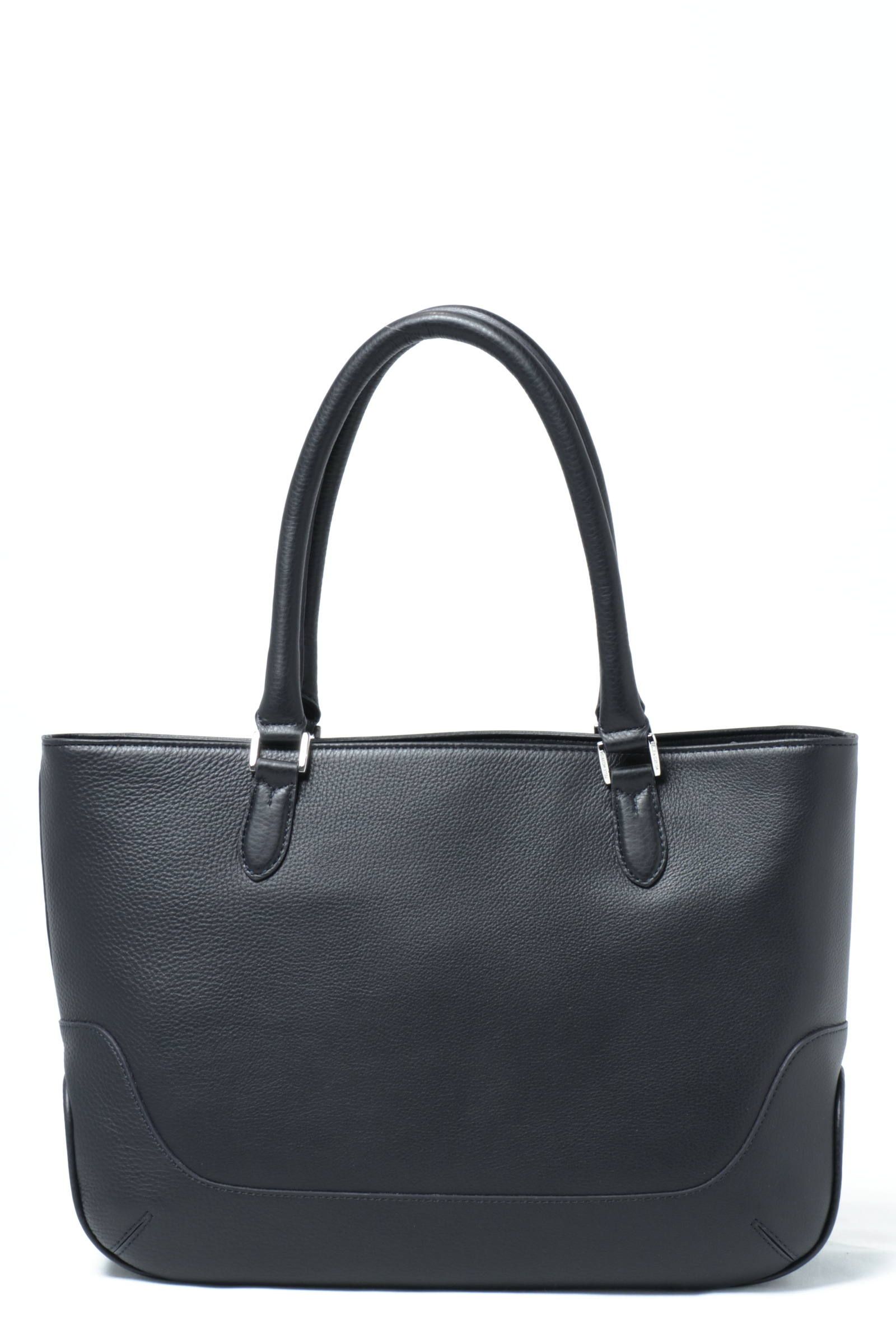 Maiden Voyageシリーズ シュリンクレザー 薄マチ トートバッグ / ネイビー