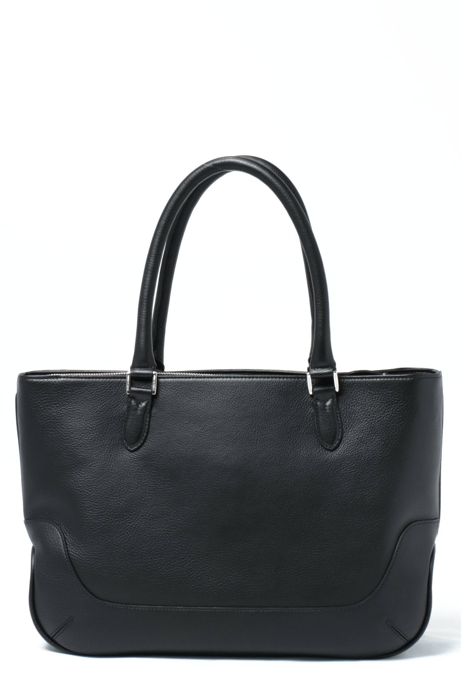 Maiden Voyageシリーズ シュリンクレザー 薄マチ トートバッグ / ブラック