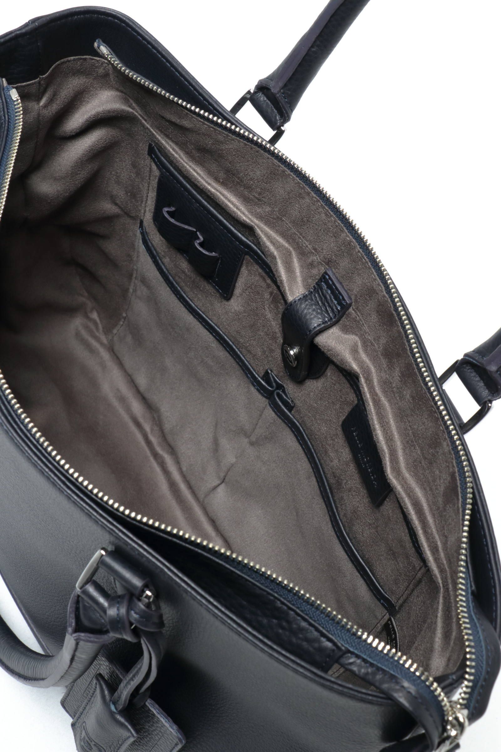 Maiden Voyageシリーズ シュリンクレザー 薄マチ トートバッグ / ネイビー