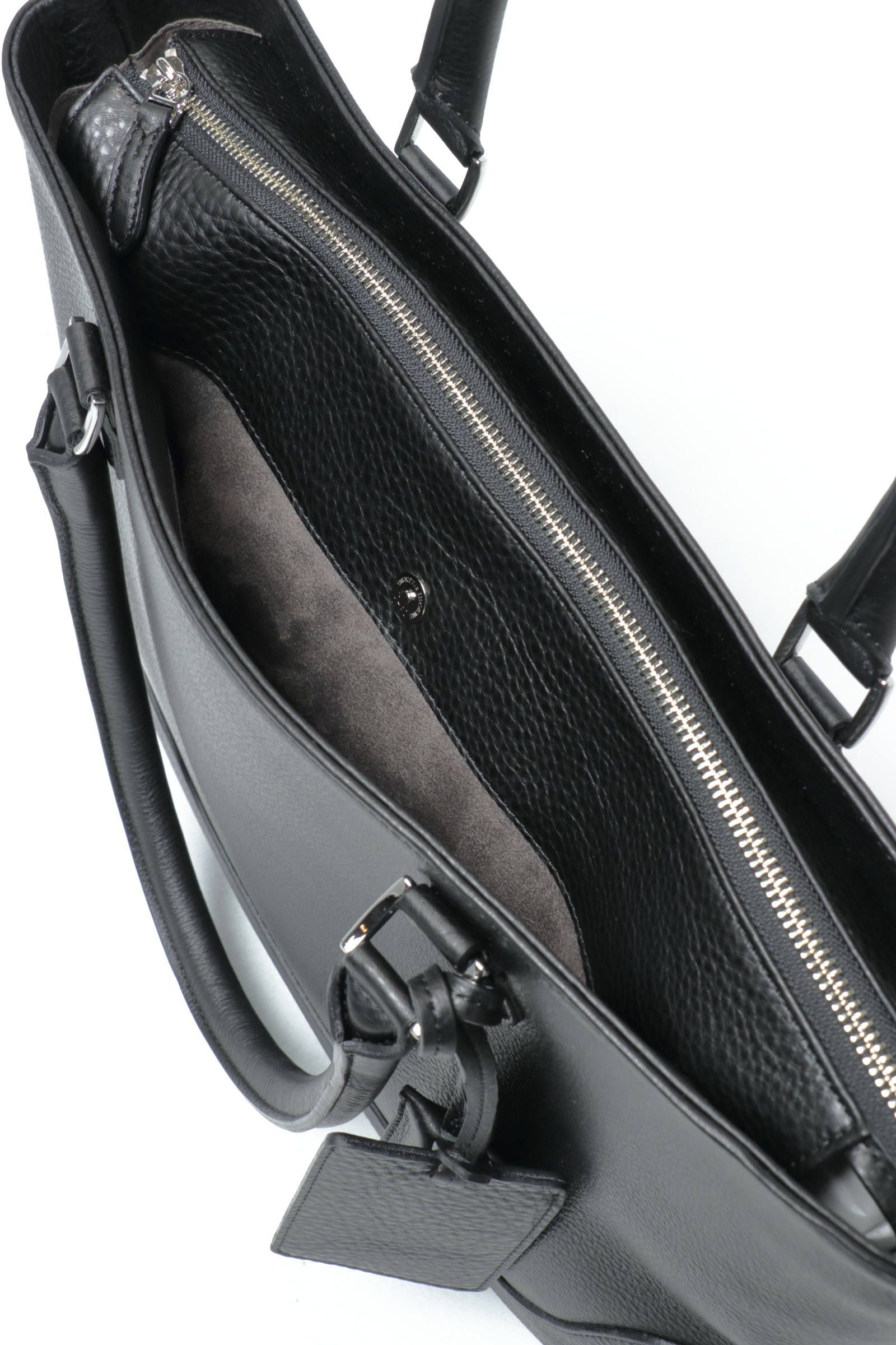 Maiden Voyageシリーズ シュリンクレザー 薄マチ トートバッグ / ブラック