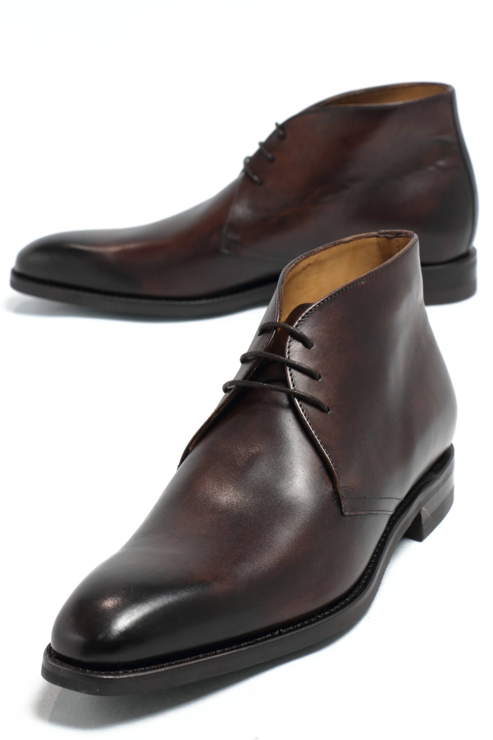 Berwick 1707 - ダイナイトソール ボックスカーフレザー ロングノーズ チャッカブーツ 革靴 / ダークブラウン TESTA |  BEKKU HOMME