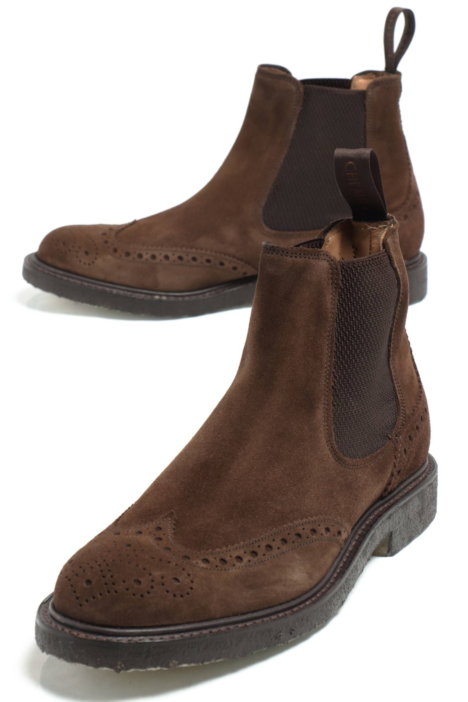 Joseph Cheaney ラスト1点 Trent クレープソール スエード ウィングチップ サイドゴアブーツ ブラウン Bekku Homme