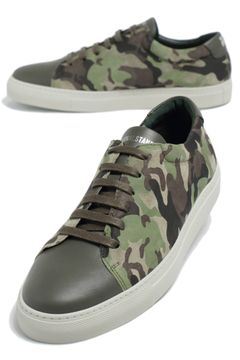 《ラスト1点》 EDITION 3 CAMO スエード × ナッパレザー カモフラージュ柄 スニーカー / オリーブ