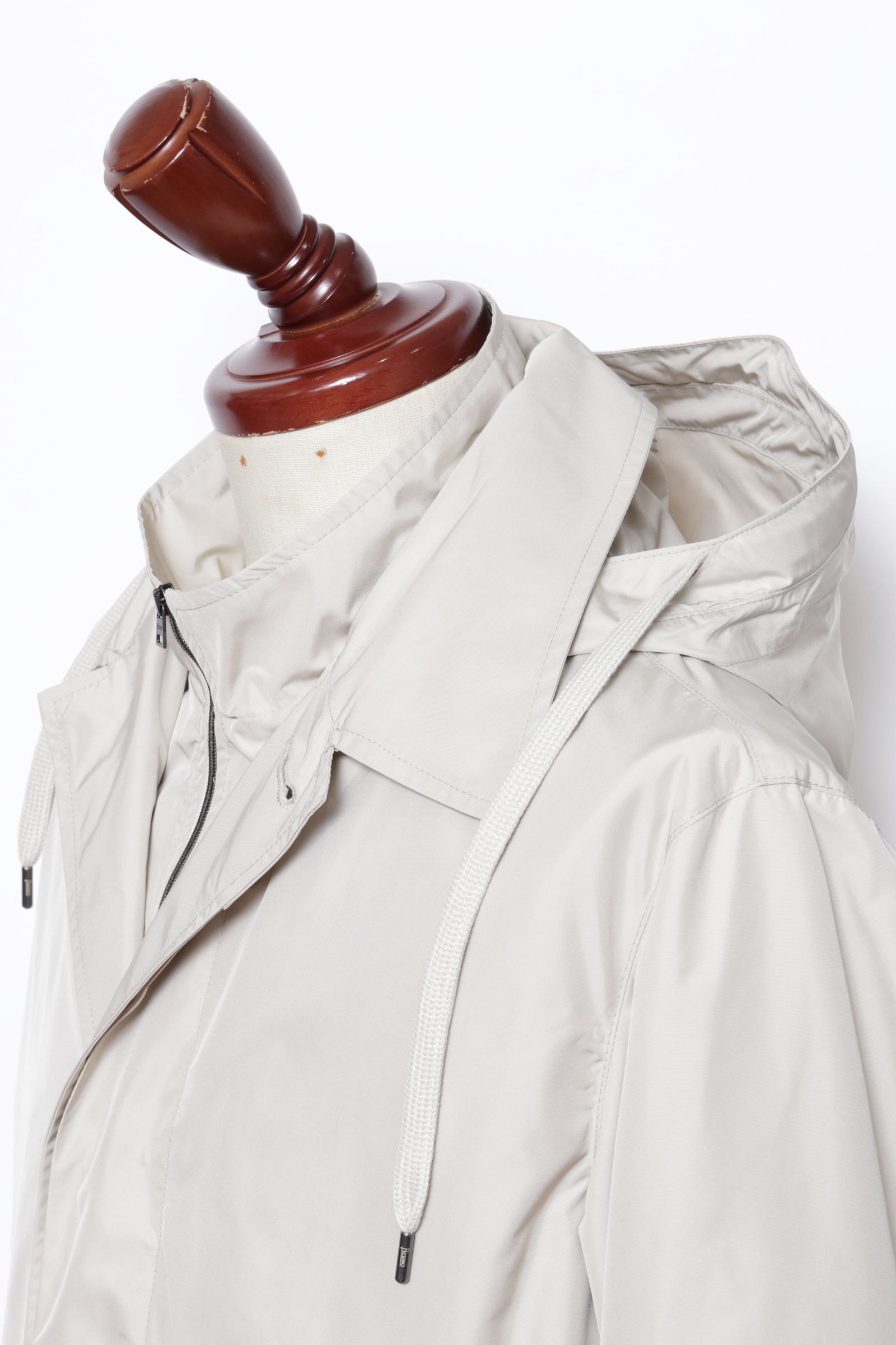 高密度ポリエステル 脱着式フード チェスタコート / アイボリー 1985