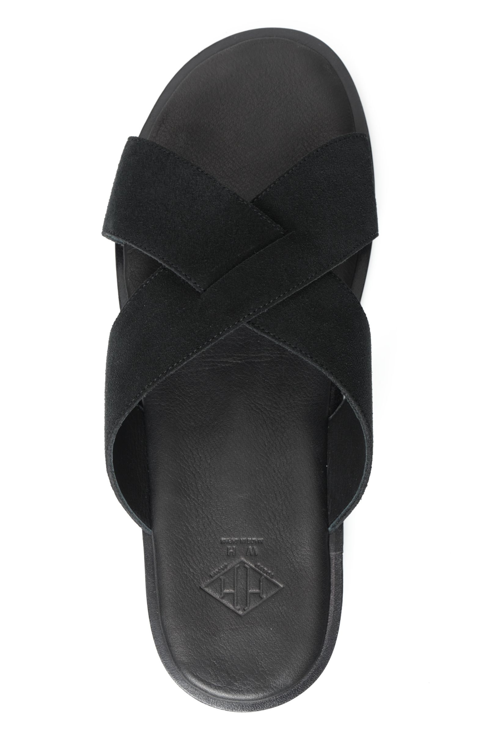 《BEKKU HOMME 完全別注》【ふにゃ男シリーズ】スーパーバック スエード クロスストラップ コンフォート レザー サンダル / ブラック