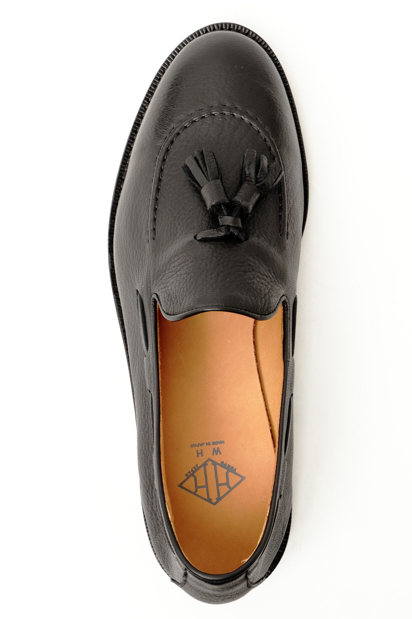 【スーパーふにゃ男】ディアスキン 鹿革 タッセルローファー シューズ 革靴 / ブラック