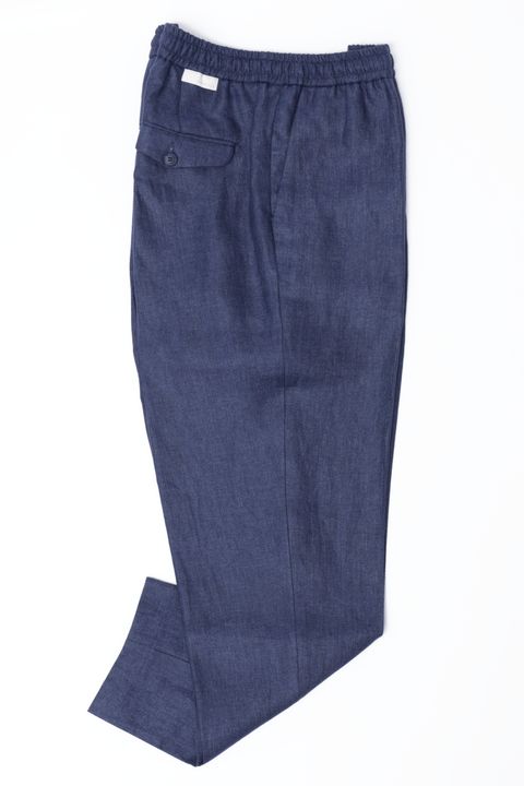 リネン フルシャーリング ドローコード付き イージーパンツ / ネイビー