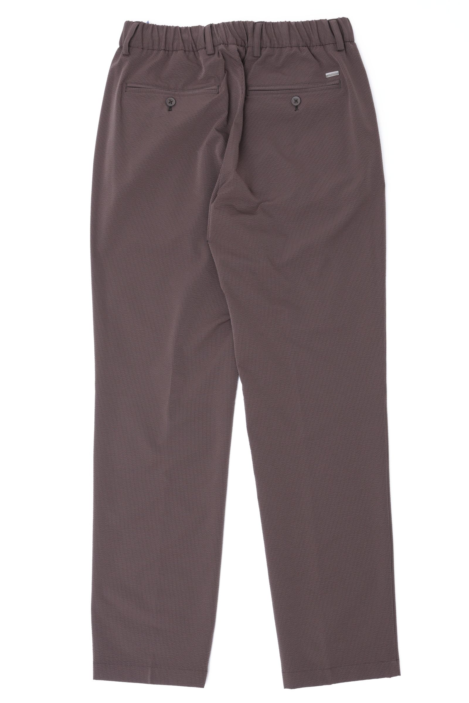 PT000093U 撥水ポリエステル シアサッカー 1プリーツ テーパード シャーリングパンツ / 8800 ブラウン