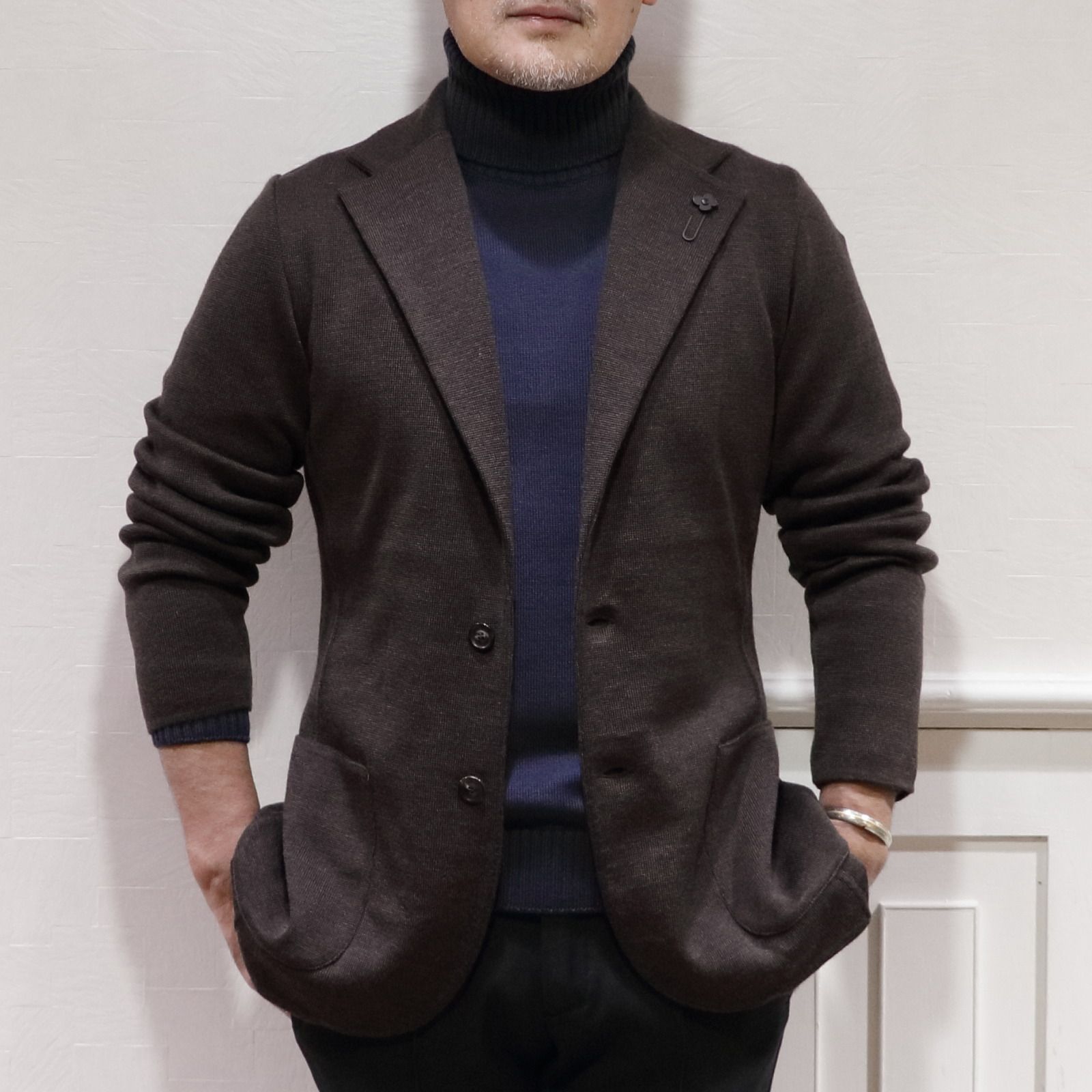 "LARDINI"ニットジャケットを使用したニットオンニットスタイル
