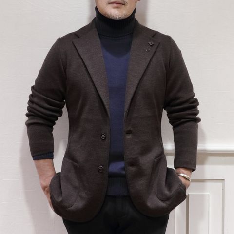 "LARDINI"ニットジャケットを使用したニットオンニットスタイル