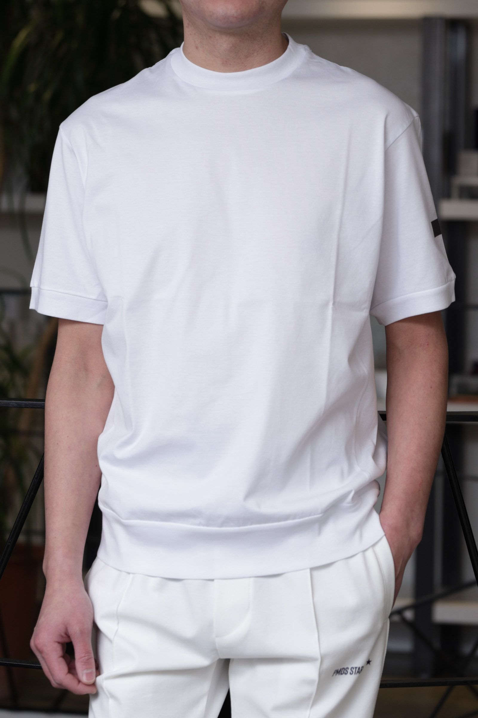 NUBY モックネック コットン 半袖Tシャツ / ホワイト