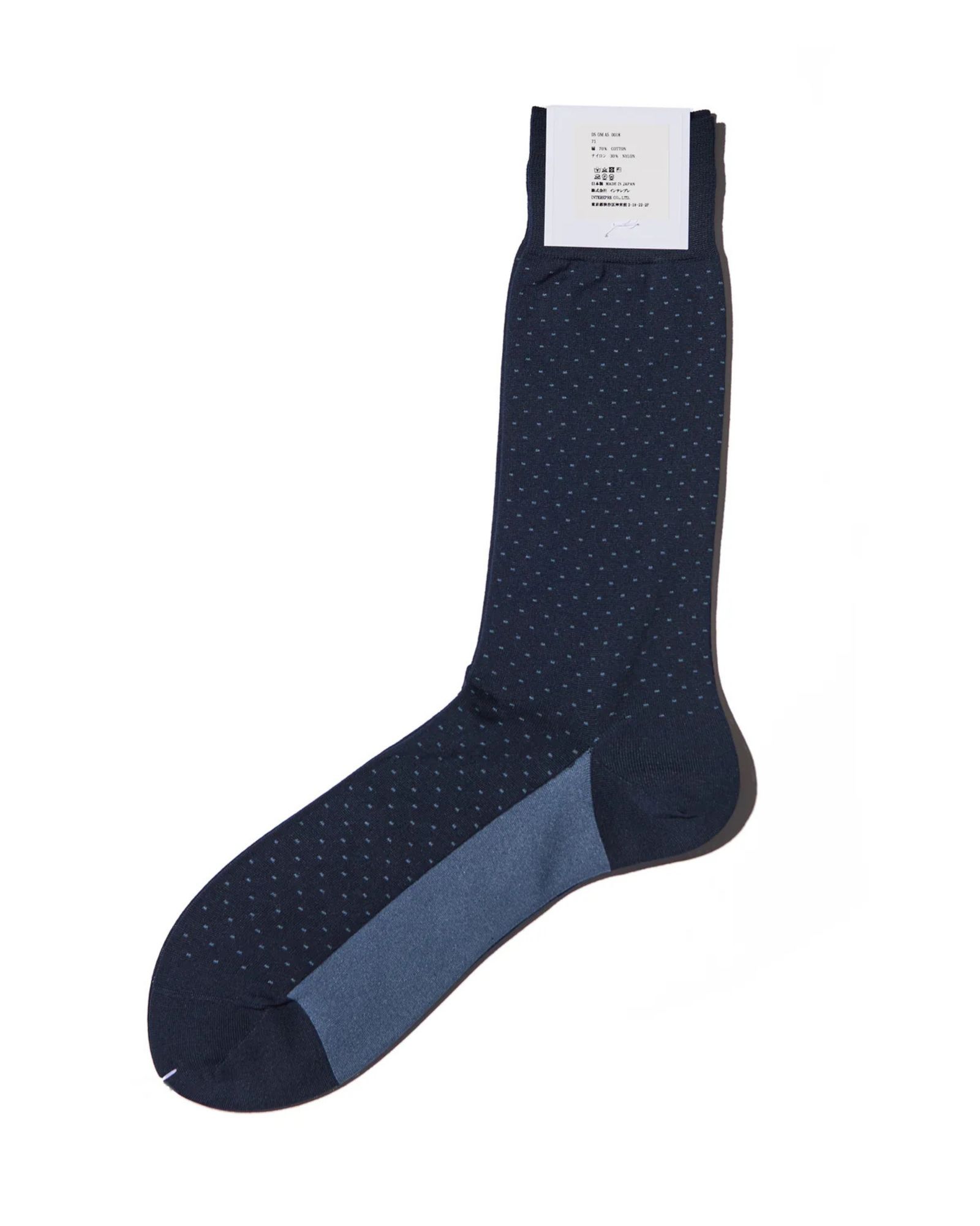 ネコポス対応(385円で発送)/ LIZARD  リザード入り ピンドット コットン ソックス / ネイビー