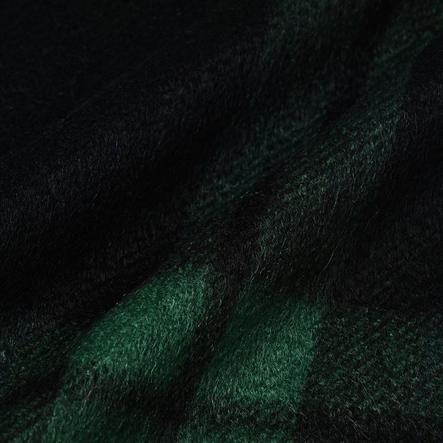 CPG524742 カシミア プライマリー ブラックウォッチ チェック ストール 35 x 190 / ブラックxエメラルドグリーン