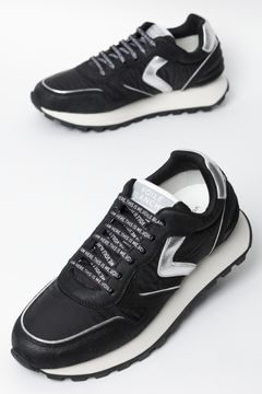 PARIS POWER ナイロン × スエード スニーカー  / ブラック × シルバー