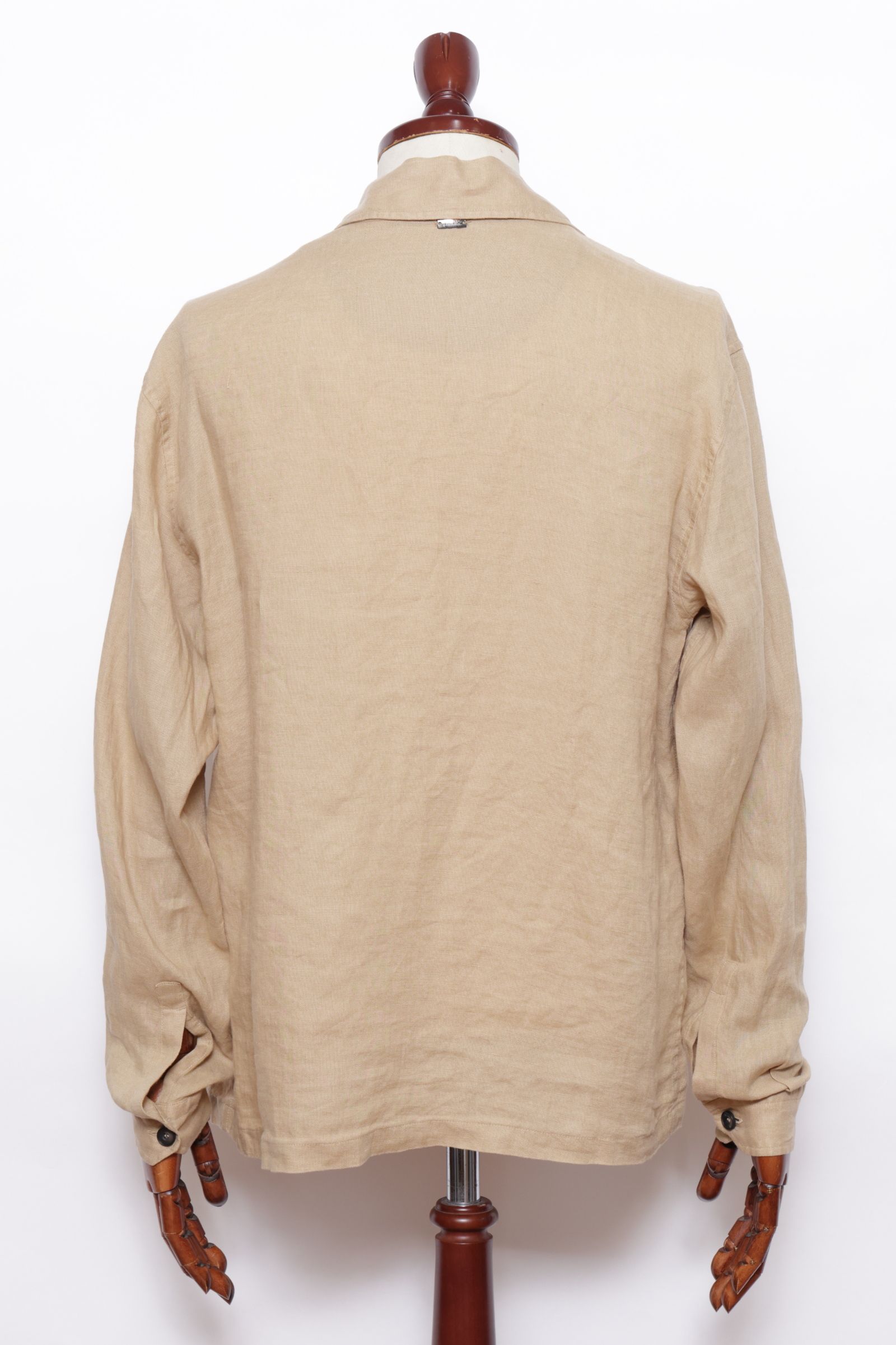 FI000152U ガーメントダイ リネン サファリジャケット  / 2000 キャメルベージュ