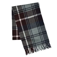 CPG52478 カシミア プライマリー ブラックウォッチ チェック ストール 30 x 180 / モスグリーンxバーガンディ