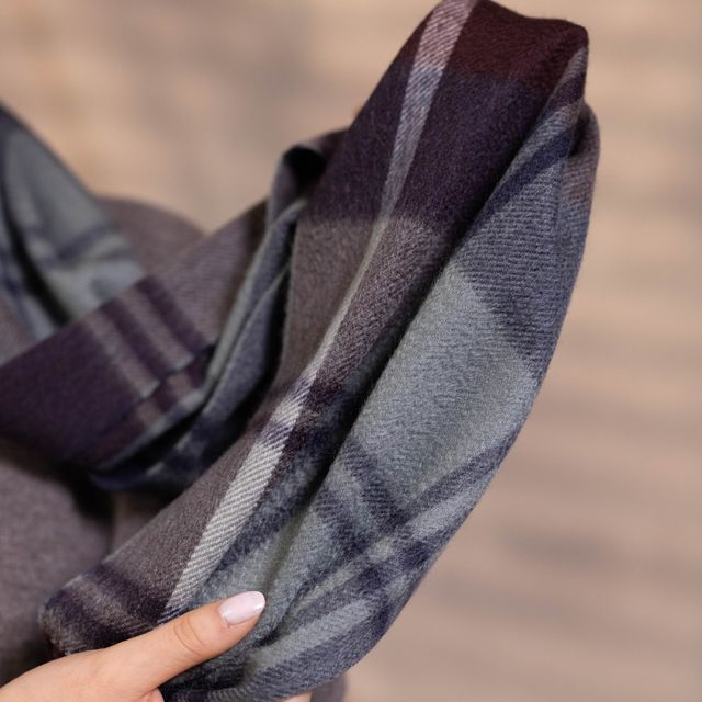 CPG52478 カシミア プライマリー ブラックウォッチ チェック ストール 30 x 180 / モスグリーンxバーガンディ