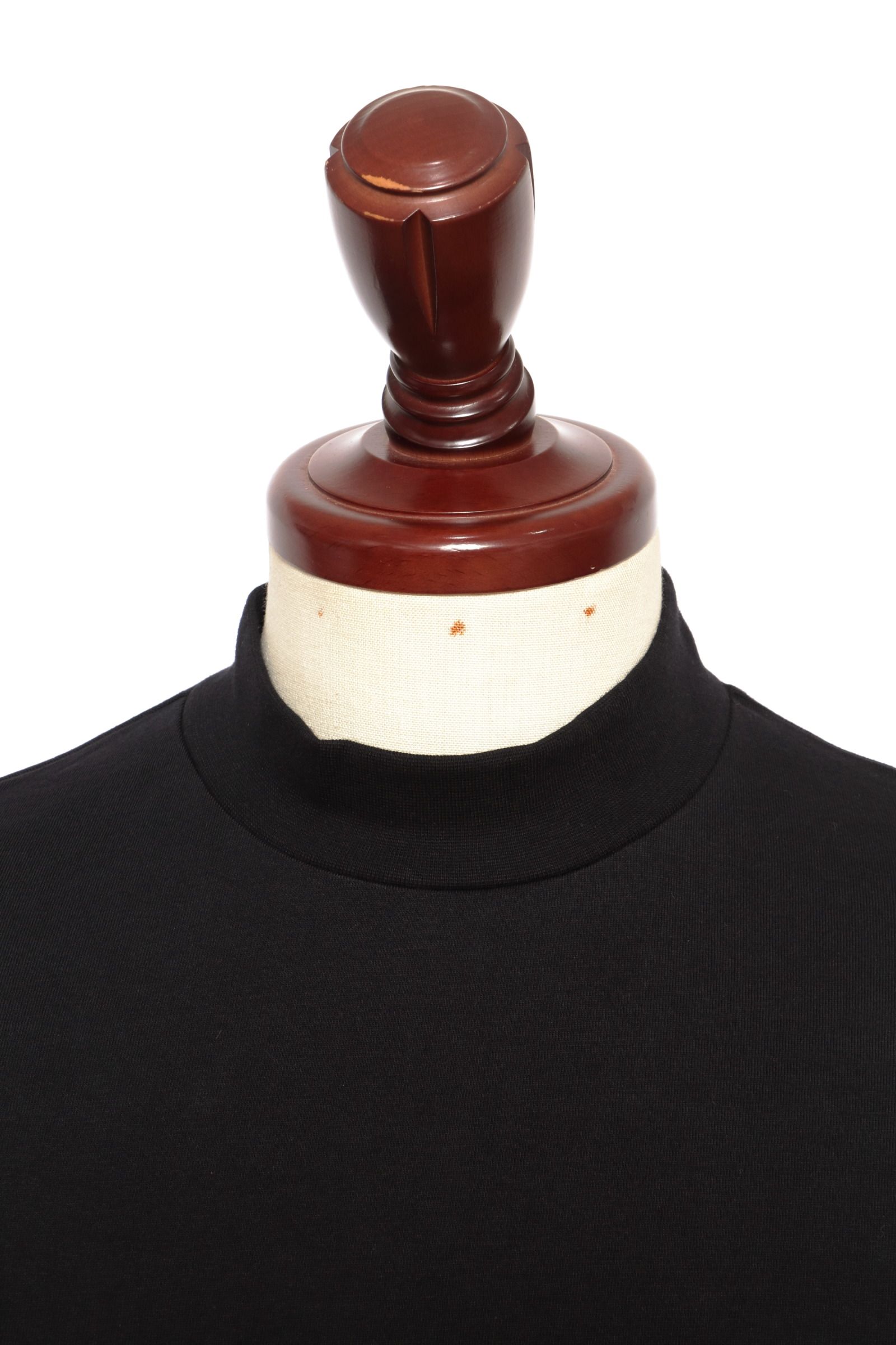 【サイズ50まで】FIANO LUNGO コットン モックネック 長袖 カットソー / ブラック