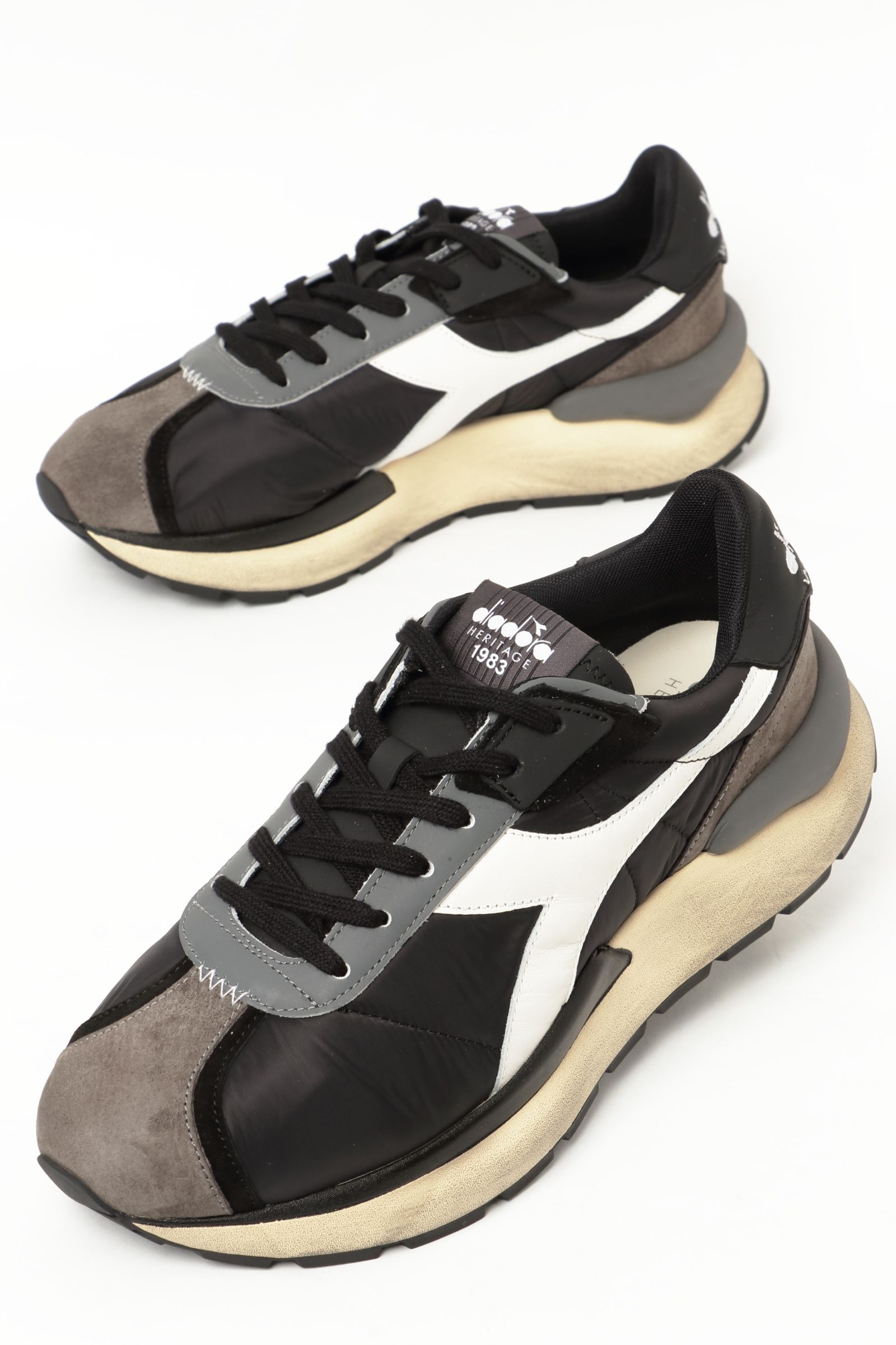 DIADORA - 数量限定 MERCURY ELITE - マーキュリー エリート レザー スニーカー 201.180469 / ブラック ×  ホワイト C2069 | BEKKU HOMME