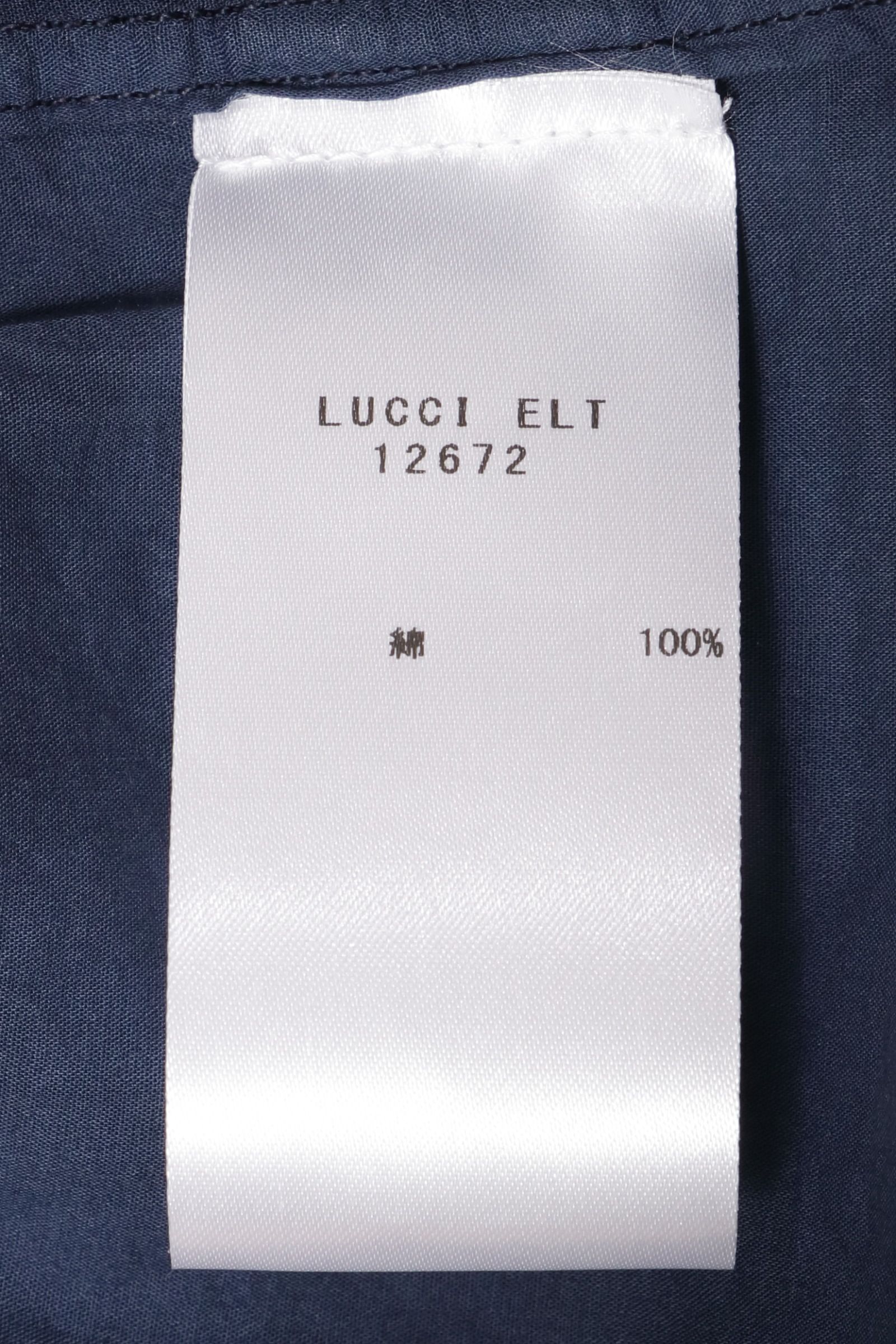 LUCCI コットンローン プルオーバー バンドカラー シャツ / ネイビー