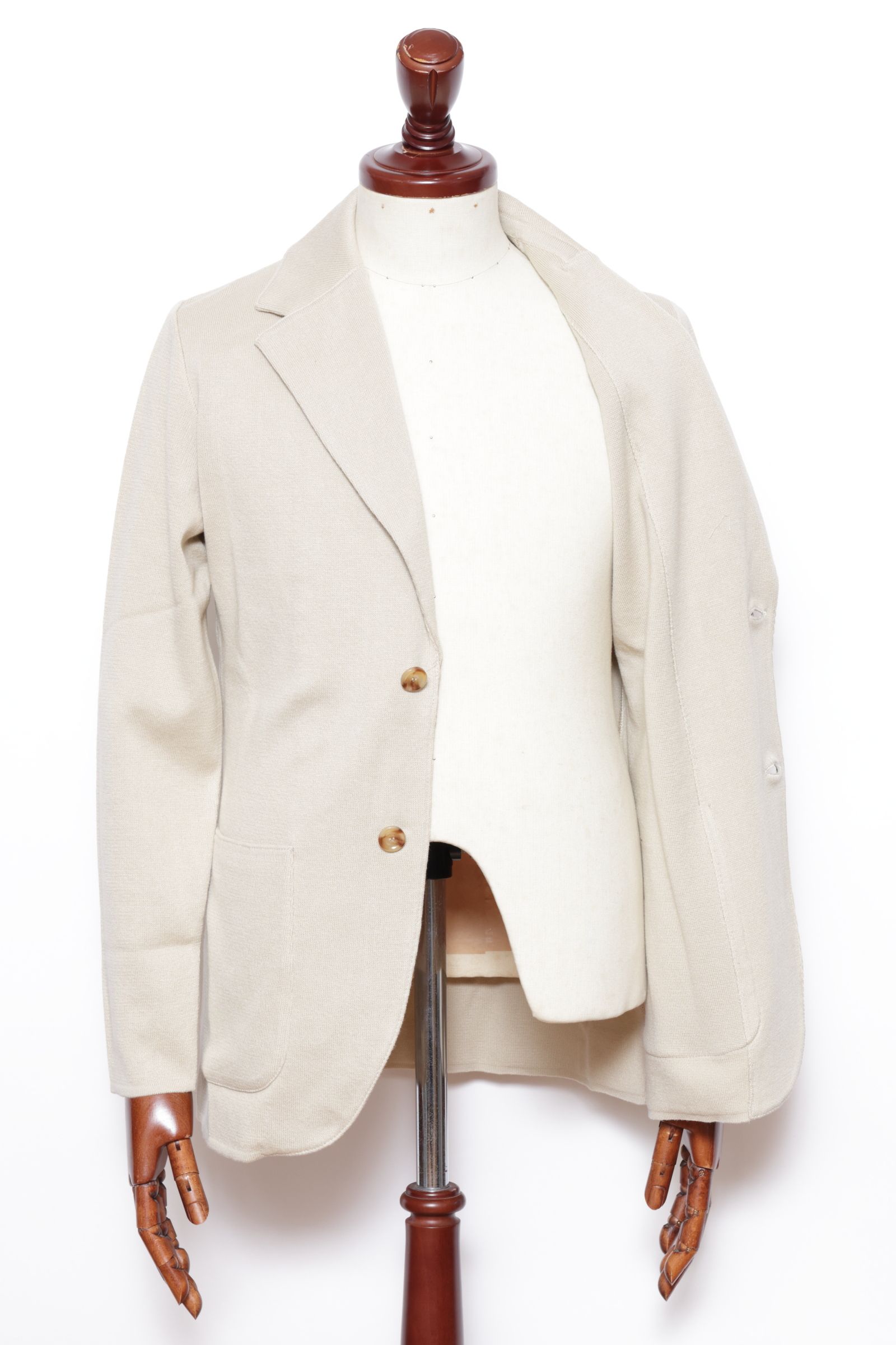 ALJM コットン ニット 2B ジャケット  / ベージュ 02120