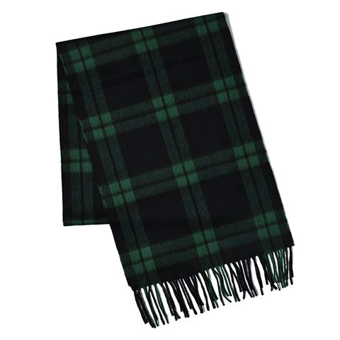 CPG52542 カシミア プライマリー ブラックウォッチ チェック ストール 35 x 190 / ブラックxエメラルドグリーン