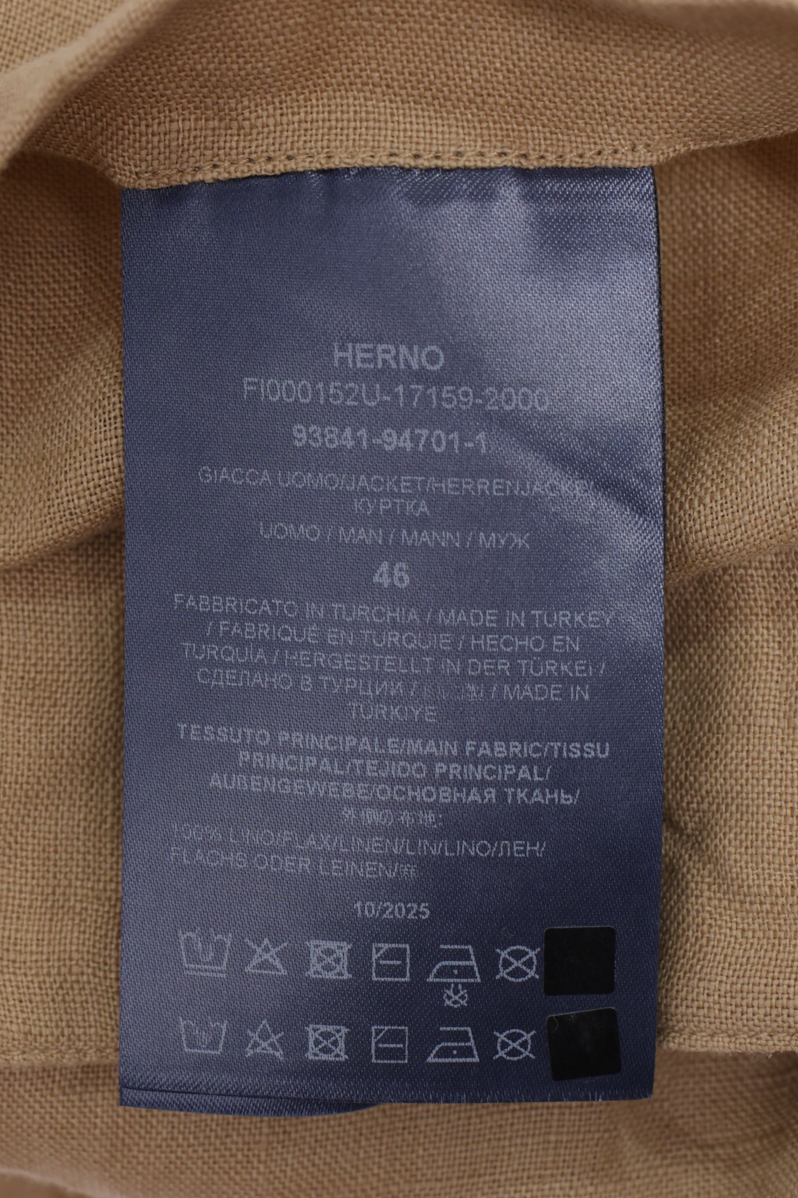 FI000152U ガーメントダイ リネン サファリジャケット  / 2000 キャメルベージュ