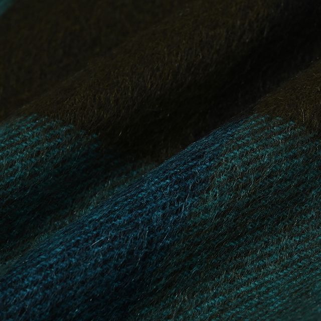 CPG52528 カシミア ブロックチェック ストール 50 x 190 / カーキ x ブルー チェック