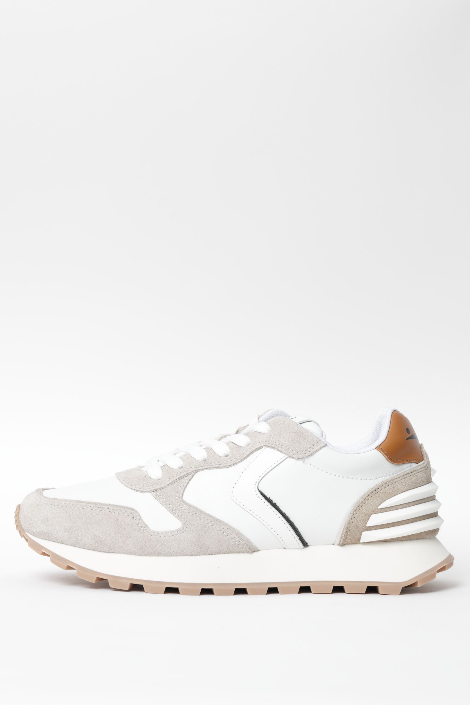 PARIS POWER レザー × ナイロン スニーカー  / ホワイト × グレー