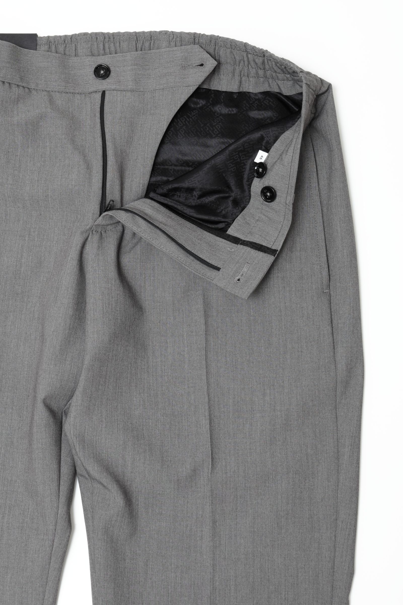 サイズ52まで ACTIVE ウール調 ポリエステル ストレッチ ノープリーツ ドレスパンツ / グレー