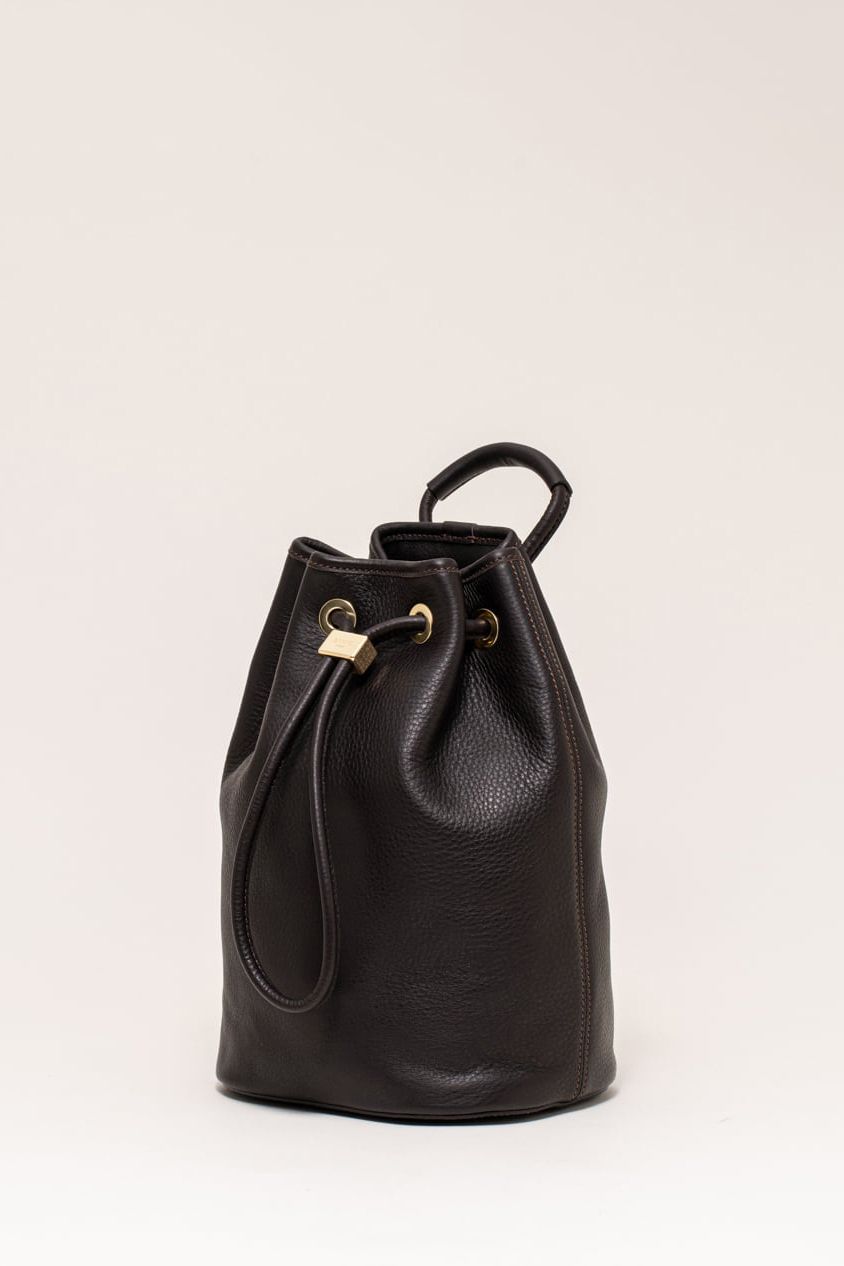 S.MANO - DRAWSTRING BAG SMALL イタリアンキップレザー × 真鍮 巾着