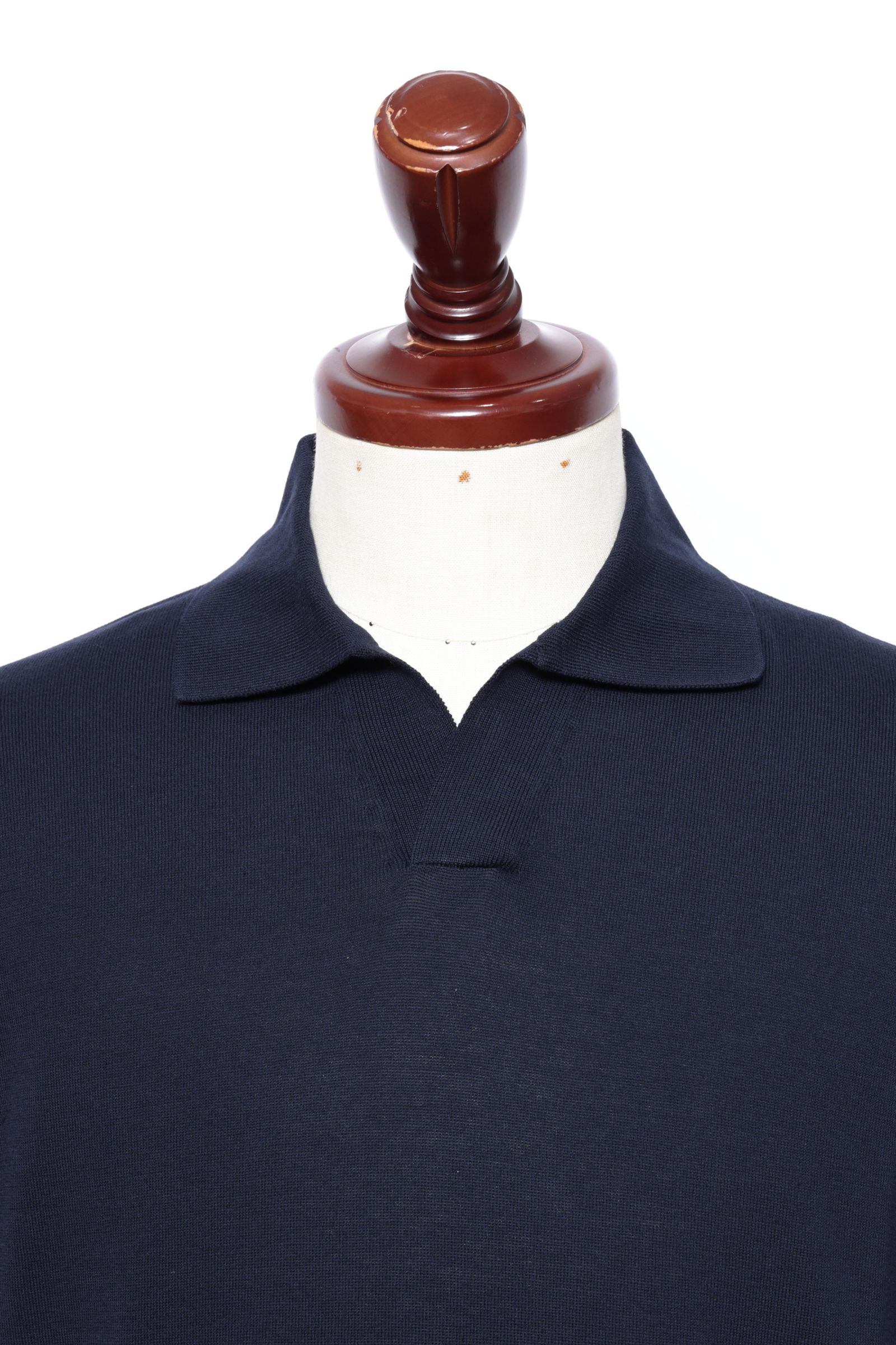 干場氏モデル クレープコットン ショートスリーブ スキッパーポロ / ネイビー