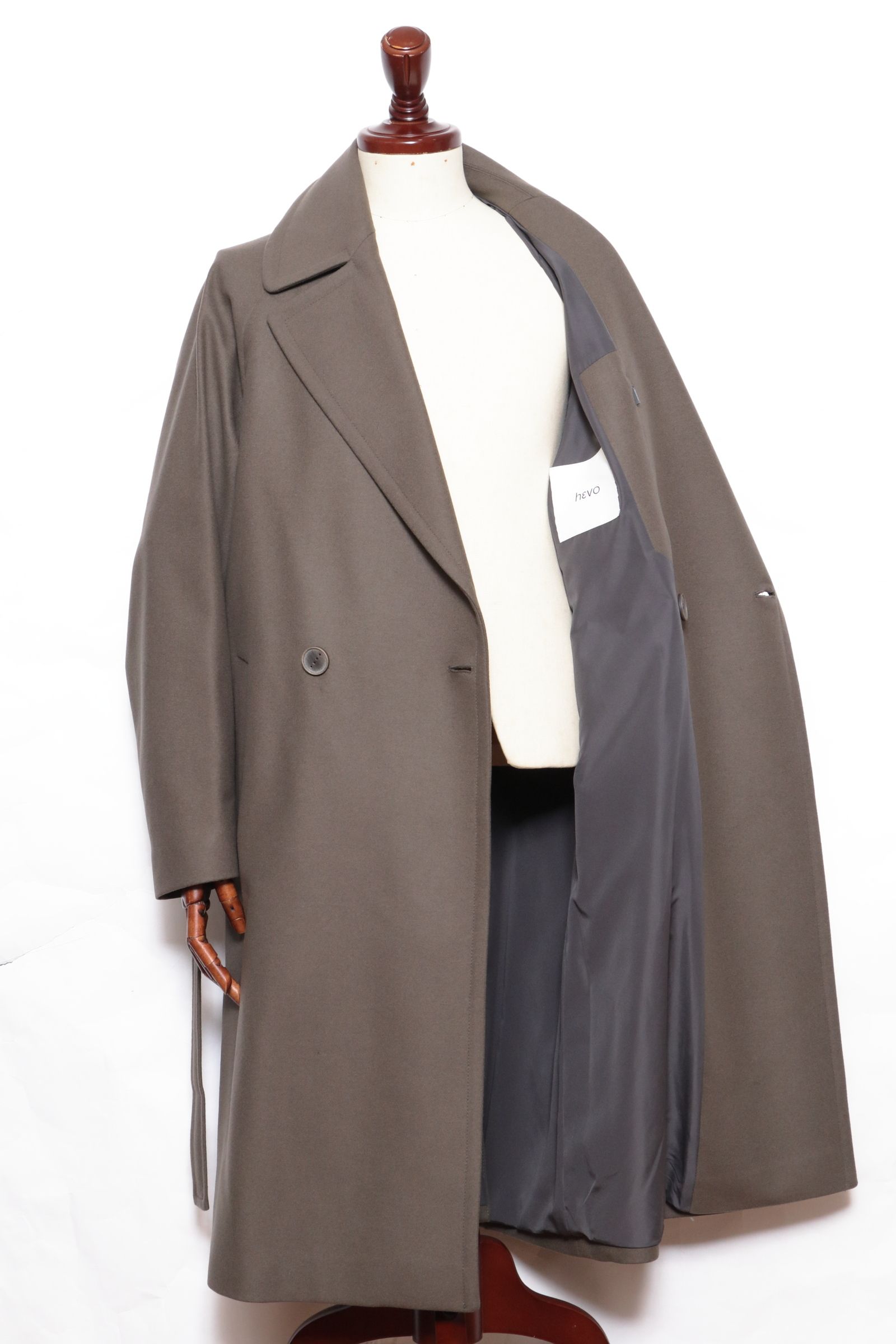 BRINDISI - ブリンディジ ウール ベルテッド ダブルコート / オリーブ 0513