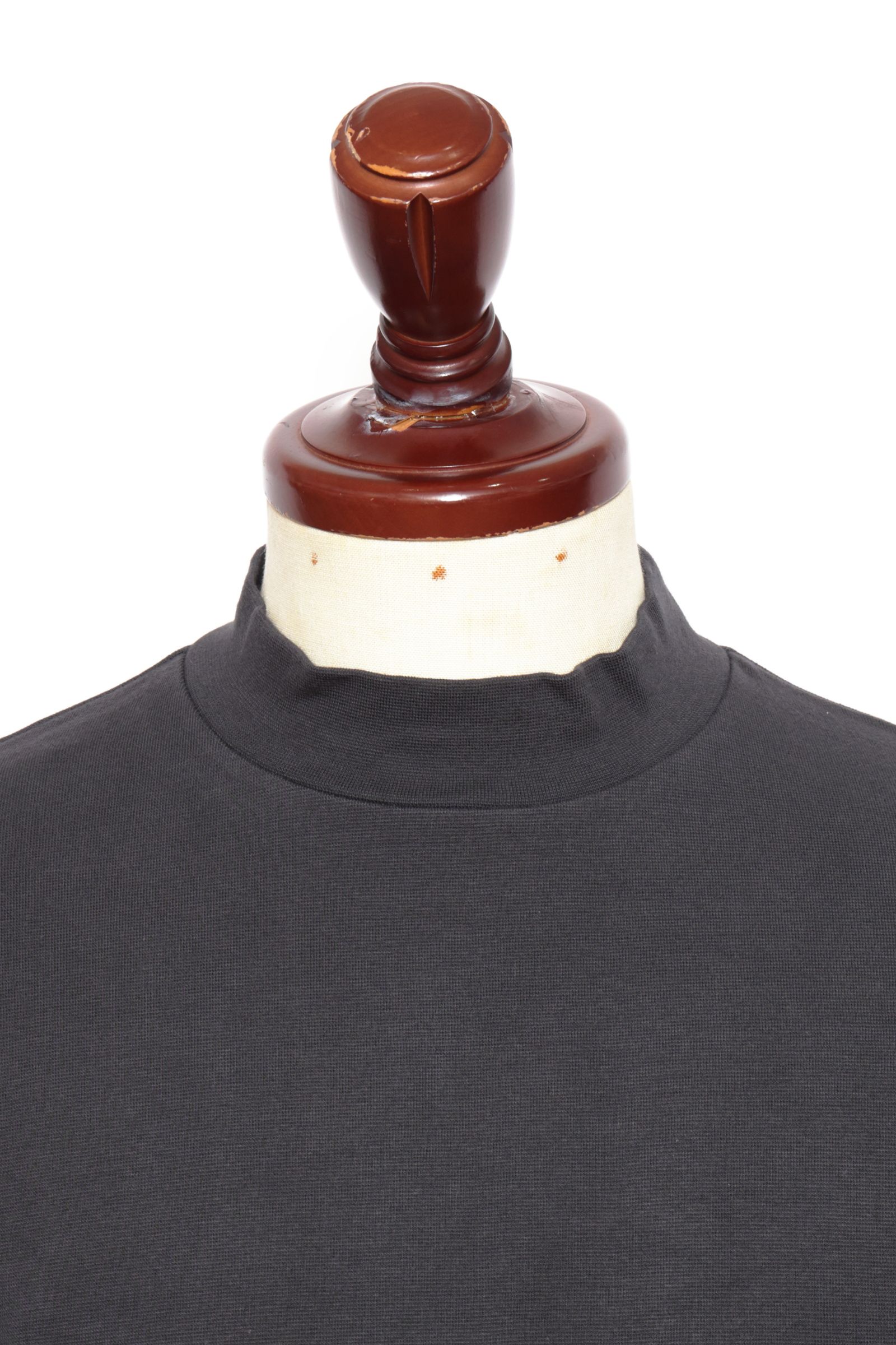 【サイズ50まで】FIANO LUNGO rib jersey コットン リブジャージ モックネック 長袖 カットソー / チャコールグレー 899