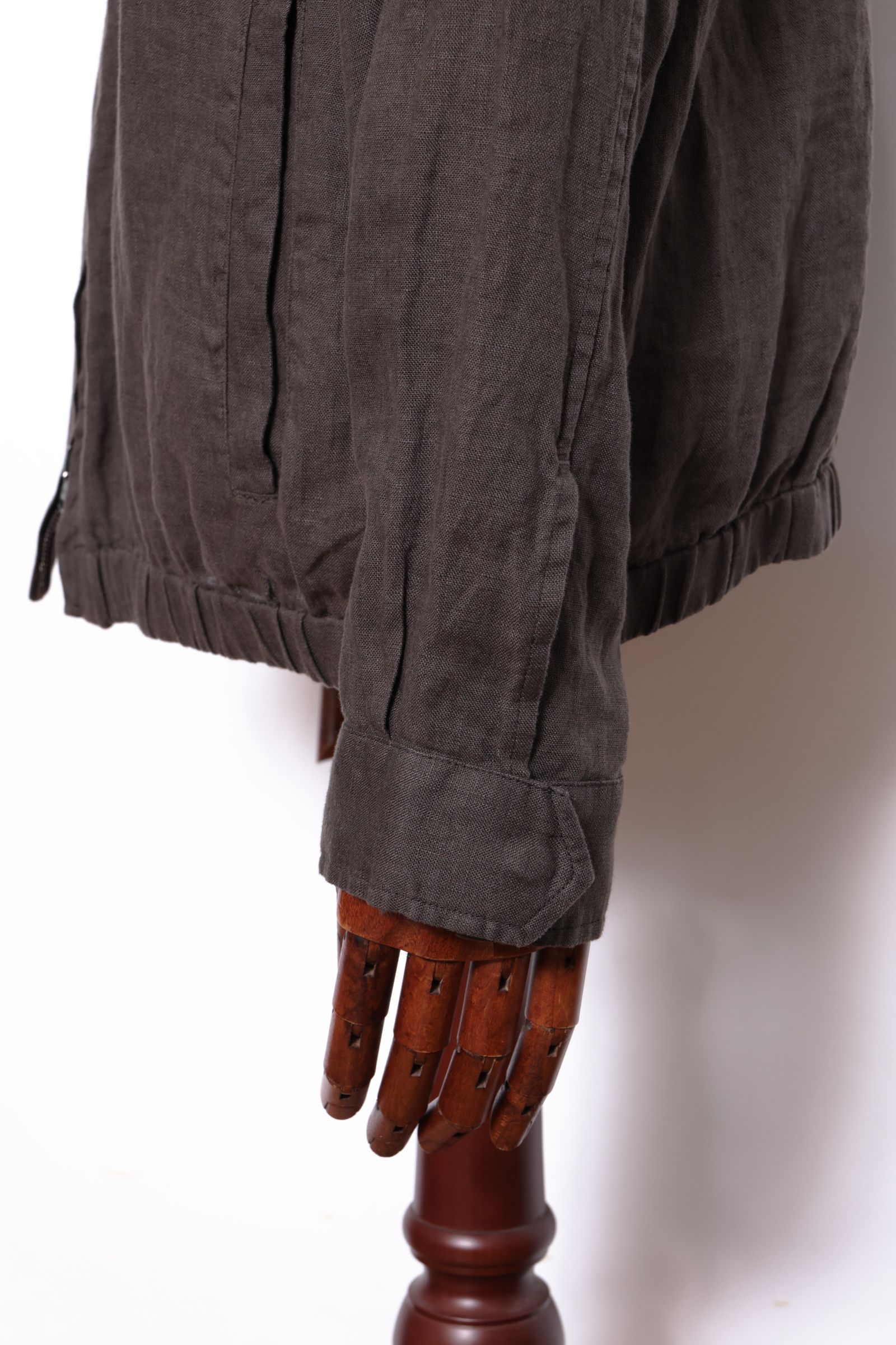 GI000647U ウォッシュドリネン ジップアップ ブルゾン / ブラウン 8800