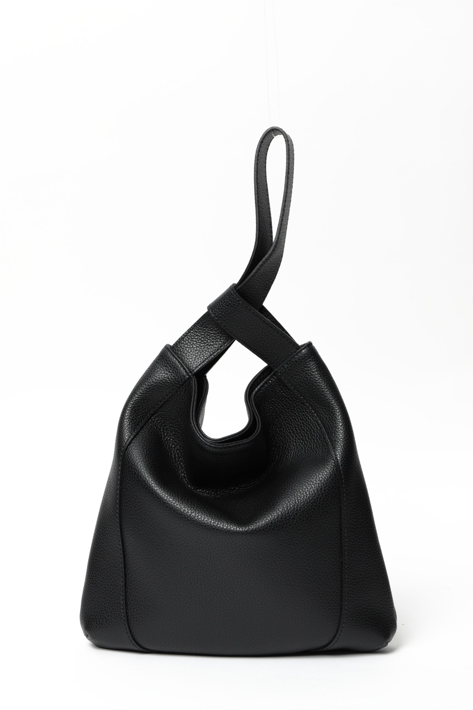 イタリアン シュリンクレザー ワンハンドルバッグ  / ブラック