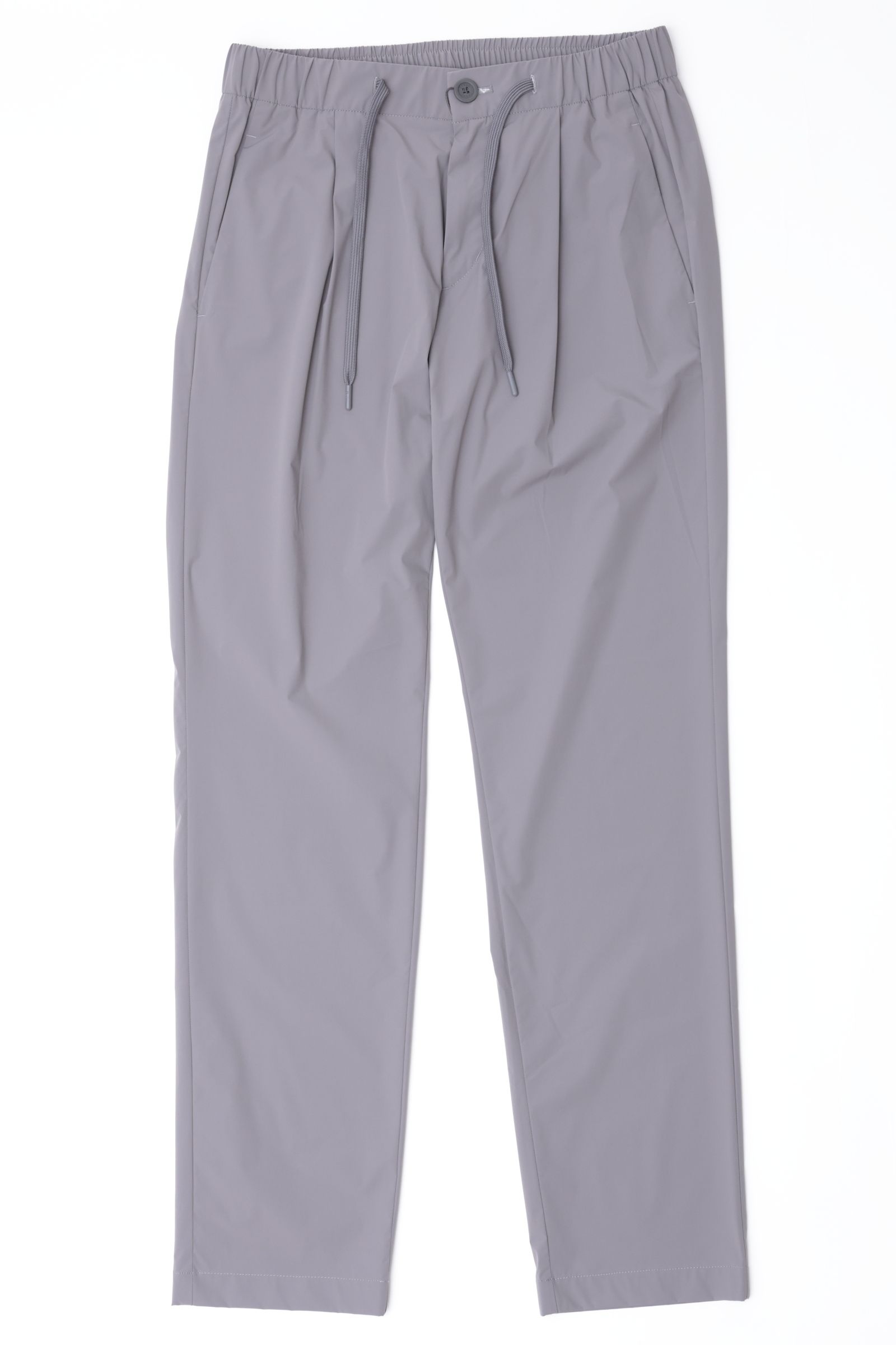 FUNCTIONAL WARDROBE ウォーターレペレント ストレッチナイロン 1プリーツ テーパード シャーリングパンツ / グレー 9444