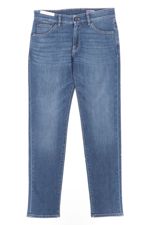 SWING / SUPERSLIM FIT コットン ポリエステル ストレッチ ミッドウォッシュド デニムパンツ / ME70 ミディアムブルー