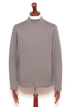ウォッシャブルウール モックネック 長袖カットソー / グレー
