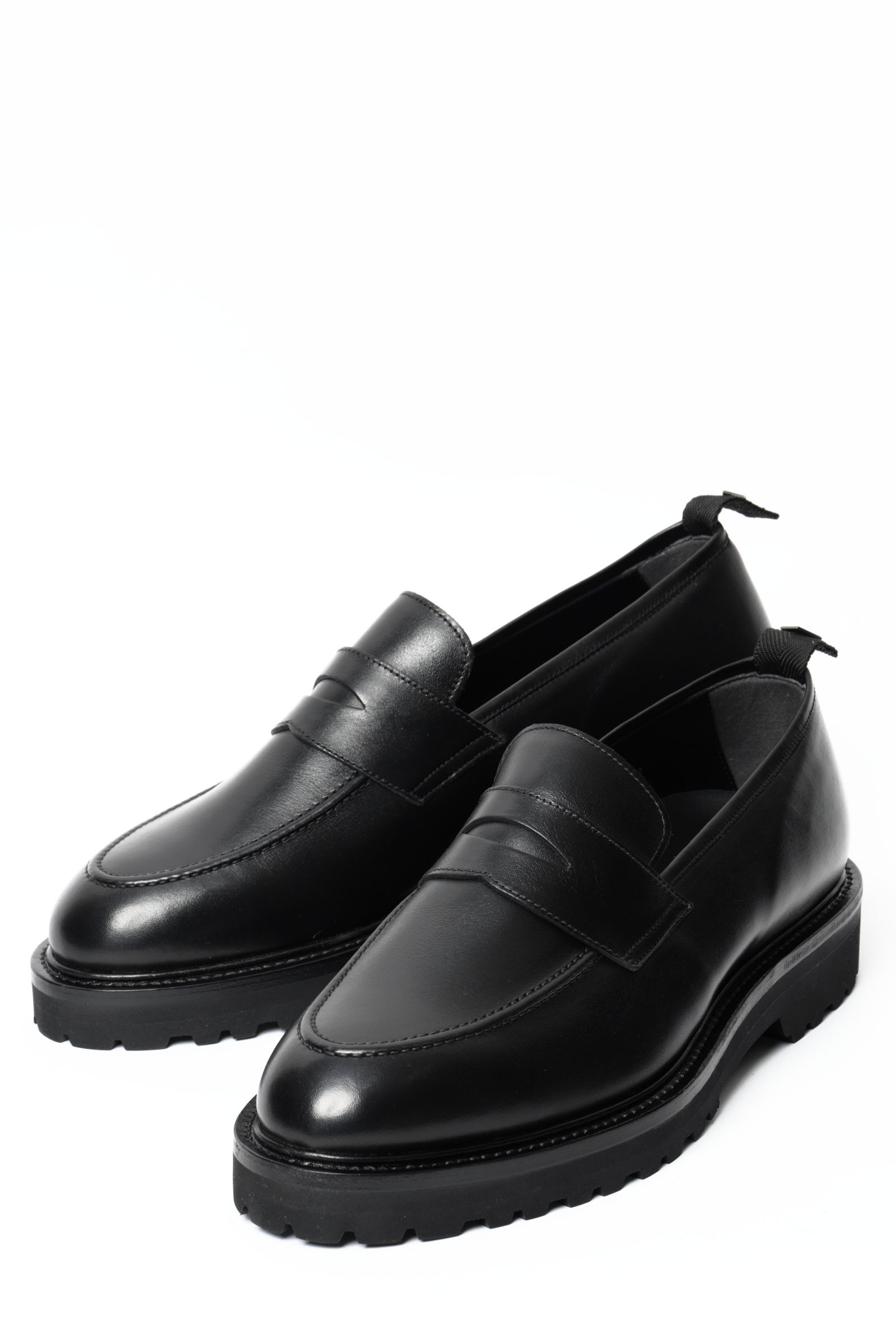 《BEKKU HOMME別注》【干場スペシャル】 柔らかい革 フンシャルカーフ コインローファー シューズ 革靴 / オールブラック