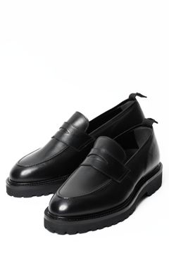 《BEKKU HOMME別注》【干場スペシャル】 柔らかい革 フンシャルカーフ コインローファー シューズ 革靴 / オールブラック