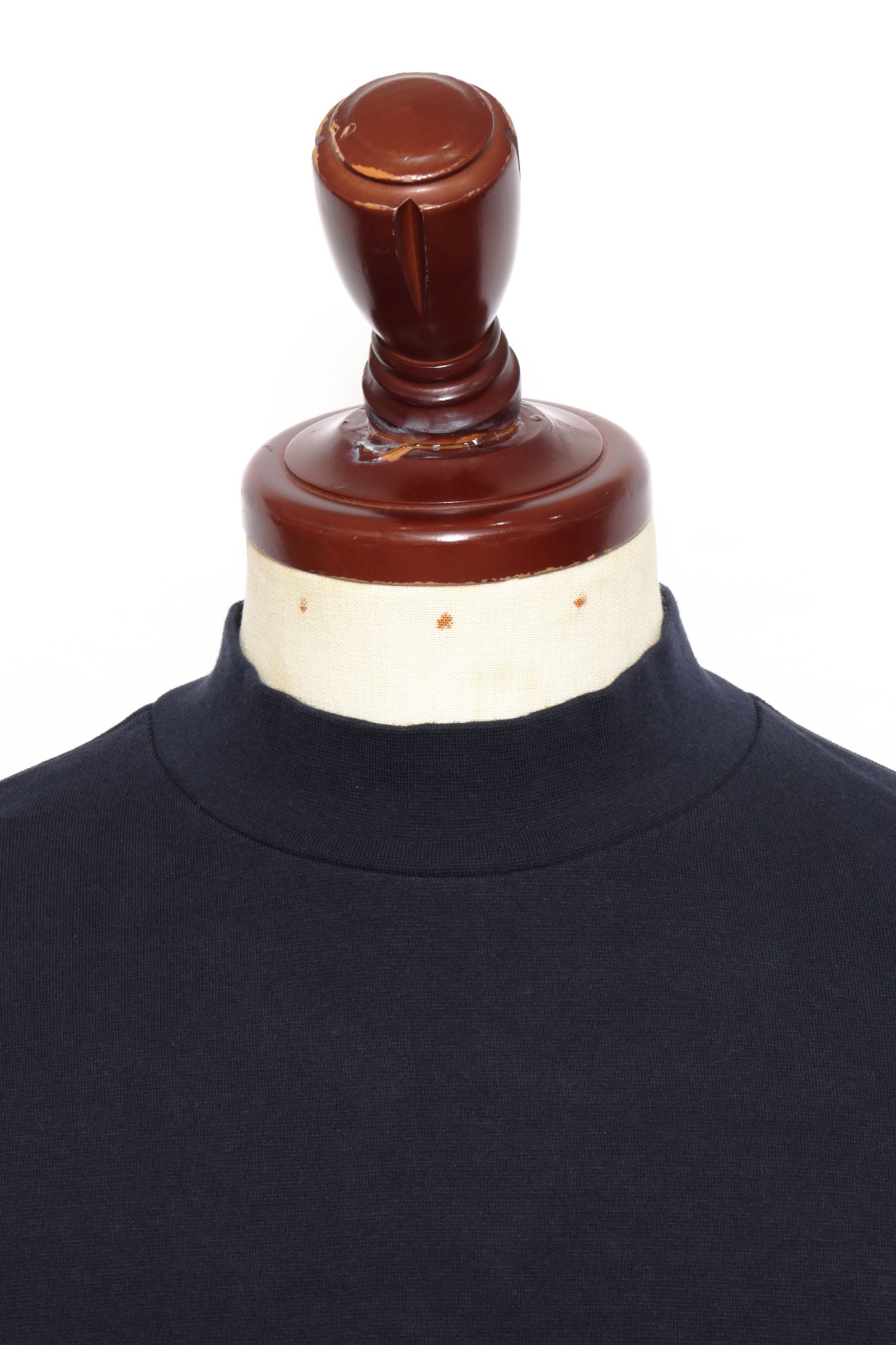 【サイズ50まで】FIANO LUNGO rib jersey コットン リブジャージ モックネック 長袖 カットソー / ネイビー 670